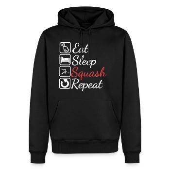 Mangez le cadeau de répétition de squash de sommeil - Sweat à capuche Premium bio Homme - noir - Devant - Nico (187cm)