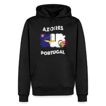 Azores Azoren Habicht Portugal Herz Flagge Fahne - Männer Premium Bio Hoodie - Schwarz - Vorne - Nico (187cm)