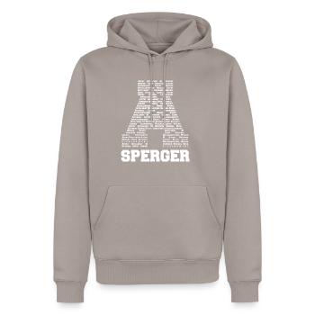 Syndrome d'Asperger - Chemise Design - Sweat à capuche Premium bio Homme - taupe - Devant - Nico (187cm)