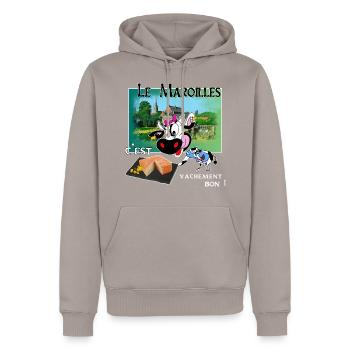 die maroilles - Männer Premium Bio Hoodie - Taupe - Vorne - Nico (187cm)