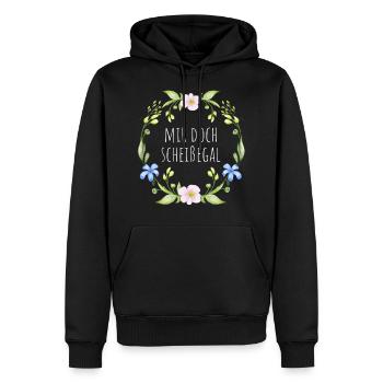 Mir doch scheißegal - Männer Premium Bio Hoodie - Schwarz - Vorne - Nico (187cm)