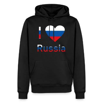 I Love Russia in den Farben der Flagge ! - Männer Premium Bio Hoodie - Schwarz - Vorne - Nico (187cm)