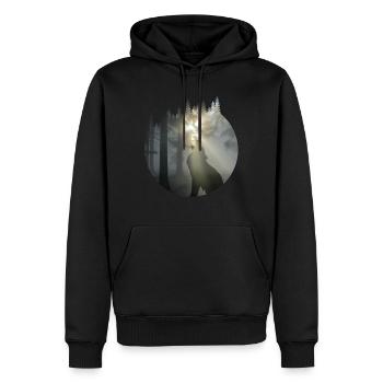 Nature Wolf Outdoor Natur Wald Wildnis - Männer Premium Bio Hoodie - Schwarz - Vorne - Nico (187cm)