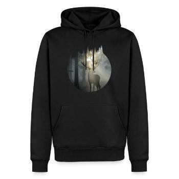 Nature Hirsch Deer Outdoor Wald Wildnis - Männer Premium Bio Hoodie - Schwarz - Vorne - Nico (187cm)