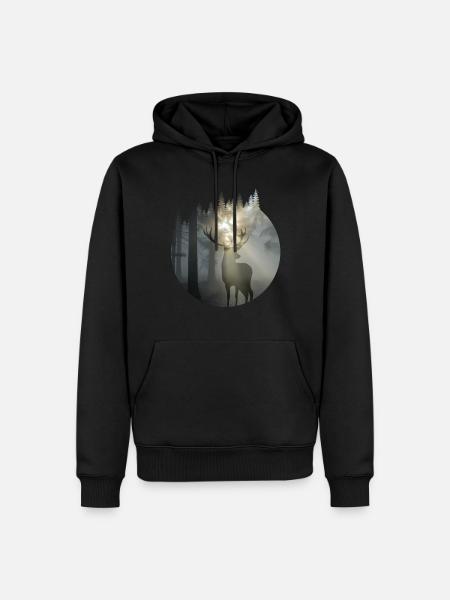 Nature Hirsch Deer Outdoor Wald Wildnis - Männer Premium Bio Hoodie - Schwarz