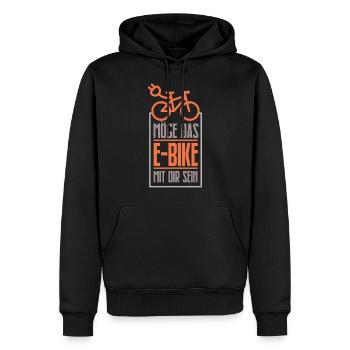 E-Bike - Sweat à capuche Premium bio Homme - noir - Devant - Nico (187cm)
