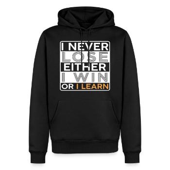 Win Winner Learn Experience Gift Idea Gift - Men’s Premium Organic Hoodie - black - Front - Nico (187cm)