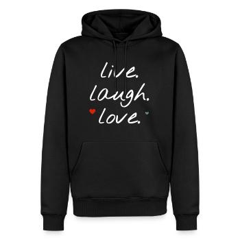 Live laugh love - Sweat à capuche Premium bio Homme - noir - Devant - Nico (187cm)
