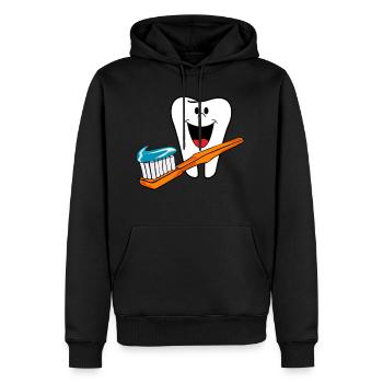Dents heureuses dents saines aiment rire - Sweat à capuche Premium bio Homme - noir - Devant - Nico (187cm)