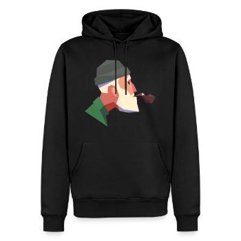 Mann mit Pfeife - Männer Premium Bio Hoodie - Schwarz - Vorne - Nico (187cm)