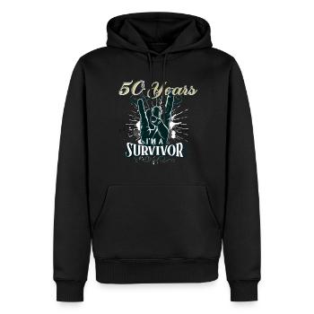 Rocker - 50ème anniversaire - Sweat à capuche Premium bio Homme - noir - Devant - Nico (187cm)