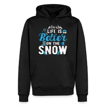 Das Leben ist besser auf Schnee Ski Design - Männer Premium Bio Hoodie - Schwarz - Vorne - Nico (187cm)