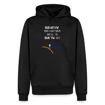 Genitiv ins Wasser weil es Dativ ist - Männer Premium Bio Hoodie - Schwarz - Vorne - Nico (187cm)