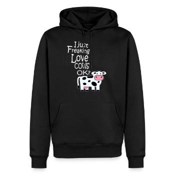 I just freaking love cows Geschenk bauer kuh liebe - Männer Premium Bio Hoodie - Schwarz - Vorne - Nico (187cm)