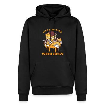 life is better with bees - Männer Premium Bio Hoodie - Schwarz - Vorne - Nico (187cm)