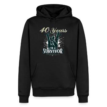 40ème anniversaire - Sweat à capuche Premium bio Homme - noir - Devant - Nico (187cm)