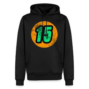 T-shirt numéro de course 15 pour petits et grands - Sweat à capuche Premium bio Homme - noir - Devant - Nico (187cm)