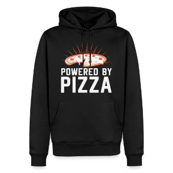 Powered by PIZZA Pizza est le sponsor - Sweat à capuche Premium bio Homme - noir - Devant - Nico (187cm)