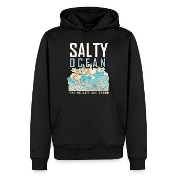 Vagues de la mer - Sweat à capuche Premium bio Homme - noir - Devant - Nico (187cm)