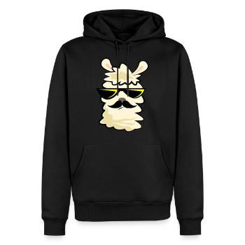 Lama Boss - Männer Premium Bio Hoodie - Schwarz - Vorne - Nico (187cm)