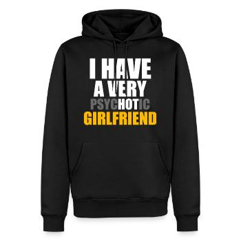 Freundin - Männer Premium Bio Hoodie - Schwarz - Vorne - Nico (187cm)