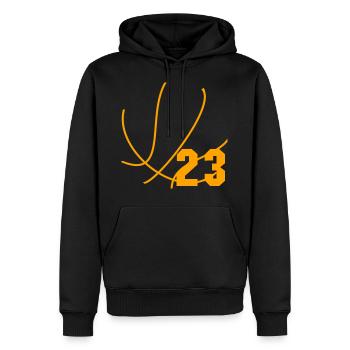Basketball 23 - Idée cadeau - 8 o - Sweat à capuche Premium bio Homme - noir - Devant - Nico (187cm)