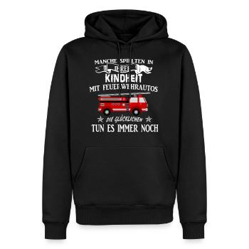Feuerwehrfrau/mann Feuerwehrauto Spruch Geschenk - Männer Premium Bio Hoodie - Schwarz - Vorne - Nico (187cm)