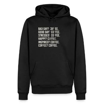 CAFÉ COFFEE - Sweat à capuche Premium bio Homme - noir - Devant - Nico (187cm)