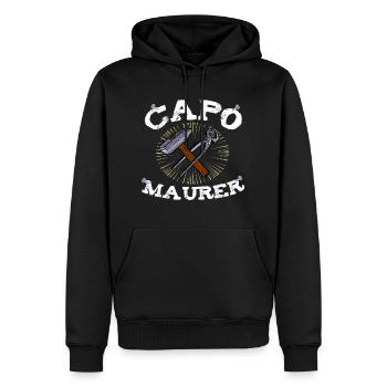 Lustiger Spruch Geschenk Capo Maurer Meister Bau - Männer Premium Bio Hoodie - Schwarz - Vorne - Nico (187cm)