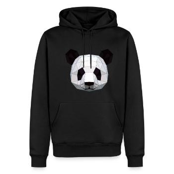 PANDA - Männer Premium Bio Hoodie - Schwarz - Vorne - Nico (187cm)