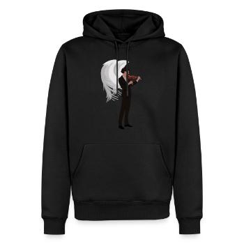 Ange violoniste - Sweat à capuche Premium bio Homme - noir - Devant - Nico (187cm)