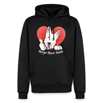 Berger Blanc Suisse - Sweat à capuche Premium bio Homme - noir - Devant - Nico (187cm)
