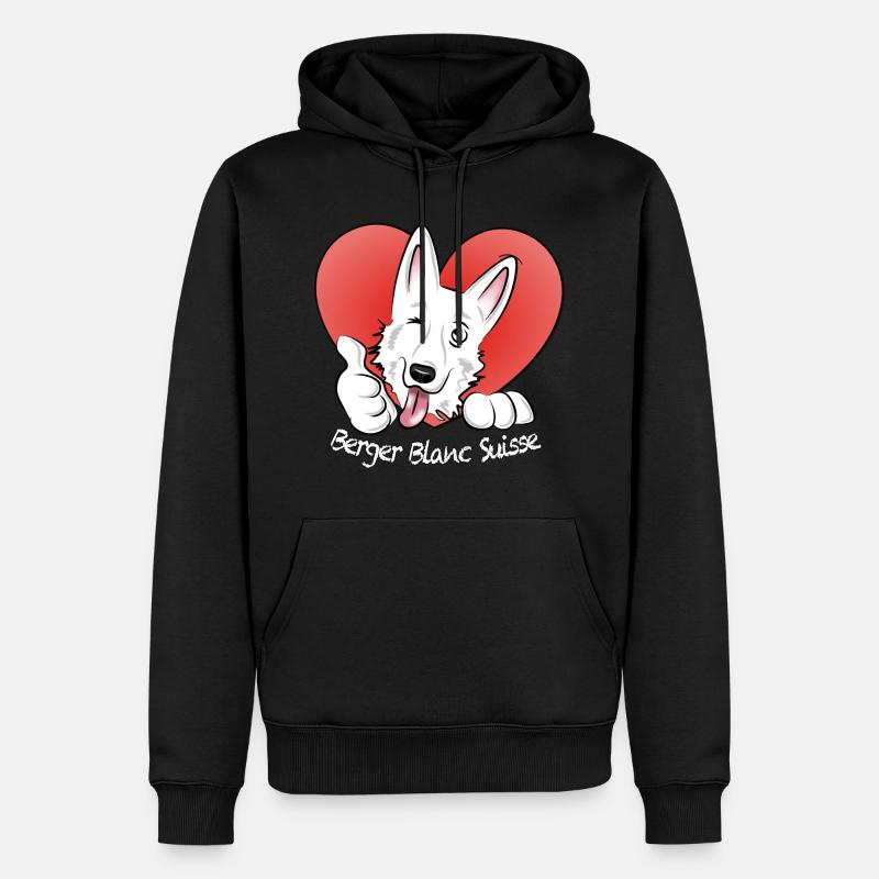 Berger Blanc Suisse - Männer Premium Bio Hoodie - Schwarz
