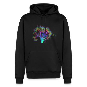 Goa Arbre Neon psy psy Techno Party - Sweat à capuche Premium bio Homme - noir - Devant - Nico (187cm)