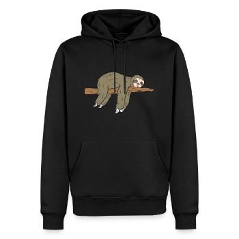 Faultier Faultiere Geschenk Sloth Ast - Männer Premium Bio Hoodie - Schwarz - Vorne - Nico (187cm)
