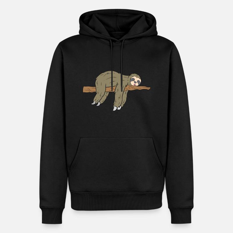 Faultier Faultiere Geschenk Sloth Ast - Männer Premium Bio Hoodie - Schwarz