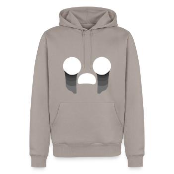 Trauriges Gesicht - Männer Premium Bio Hoodie - Taupe - Vorne - Nico (187cm)