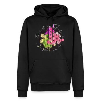Flower of Life - Green - Men’s Premium Organic Hoodie - black - Front - Nico (187cm)