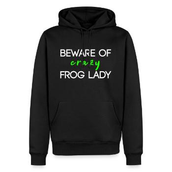 beware of crazy frog lady - Men’s Premium Organic Hoodie - black - Front - Nico (187cm)