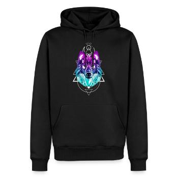 Wolf - Männer Premium Bio Hoodie - Schwarz - Vorne - Nico (187cm)
