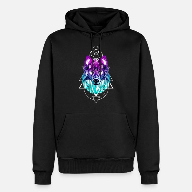 Wolf - Männer Premium Bio Hoodie - Schwarz