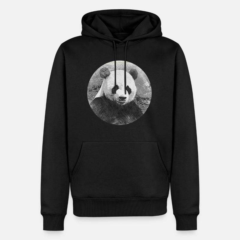 Panda - Männer Premium Bio Hoodie - Schwarz