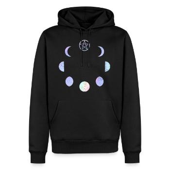 Mondphasen Pastell Regenbogen Gothic Pentagramm - Männer Premium Bio Hoodie - Schwarz - Vorne - Nico (187cm)