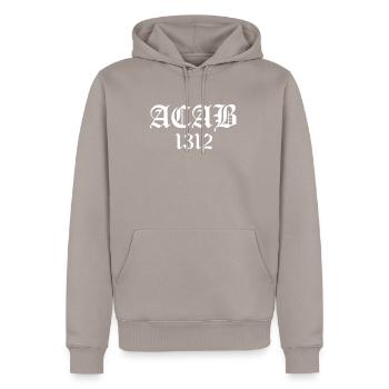 ACAB POLICE 1312 flics salauds chemise cadeau gif - Sweat à capuche Premium bio Homme - taupe - Devant - Nico (187cm)