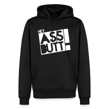 HEY, CADEAU - Sweat à capuche Premium bio Homme - noir - Devant - Nico (187cm)
