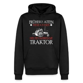 FRÜHER HATTEN HEXEN BESEN HEUTE FAHREN SIE TRAKTOR - Männer Premium Bio Hoodie - Schwarz - Vorne - Nico (187cm)
