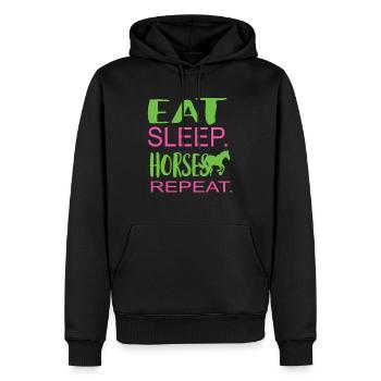 EAT Sleep Horses Repeat - Männer Premium Bio Hoodie - Schwarz - Vorne - Nico (187cm)