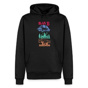 Save The Whales, Pandas And Rhinos Tierliebe - Männer Premium Bio Hoodie - Schwarz - Vorne - Nico (187cm)