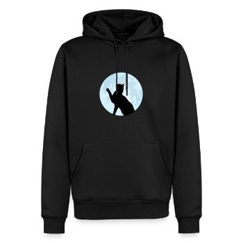 Cadeau d'amoureux des chats silhouette lune chats - Sweat à capuche Premium bio Homme - noir - Devant - Nico (187cm)