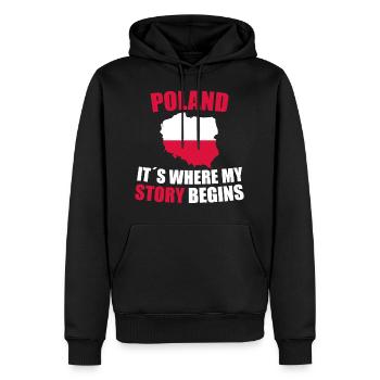 Pologne - Sweat à capuche Premium bio Homme - noir - Devant - Nico (187cm)